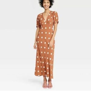 A New Day Women's Crepe Puff Short Sleeve Midi Dress